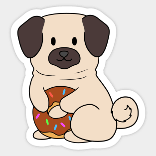 Chocolate Doughnut Pug Sticker